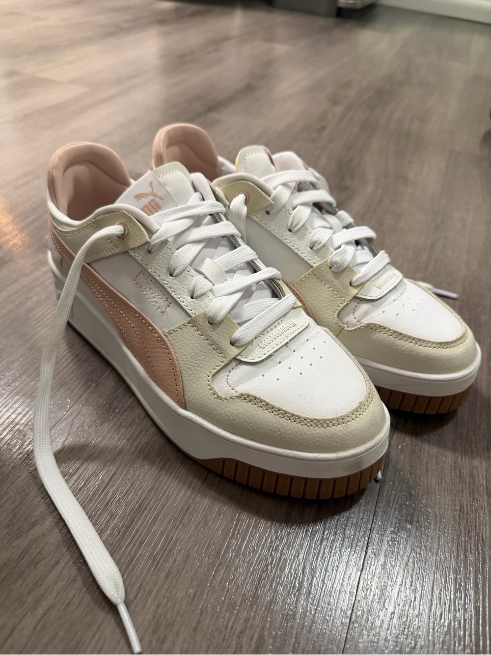 Puma Women’s White and Blush Platform Sneakers